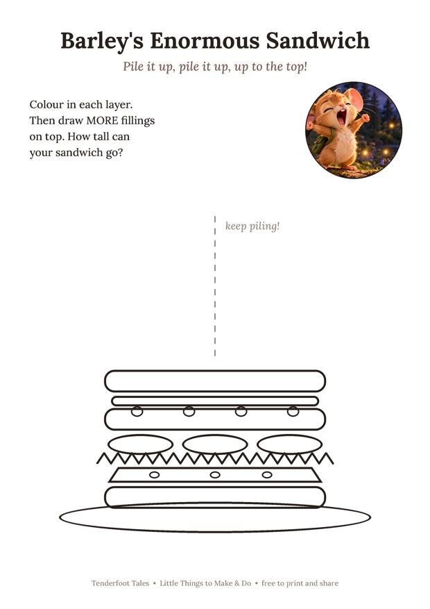 Preview of the Barley's Enormous Sandwich printable page