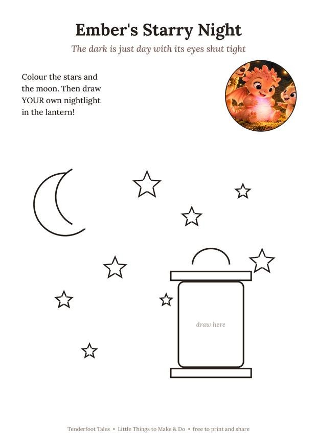 Preview of the Ember's Starry Night printable page