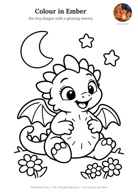 Preview of the Colour in Ember colouring page
