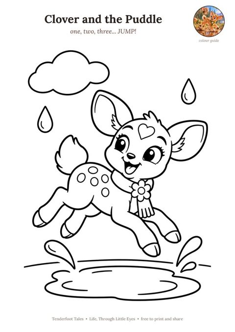 Preview of the Clover and the Puddle colouring page