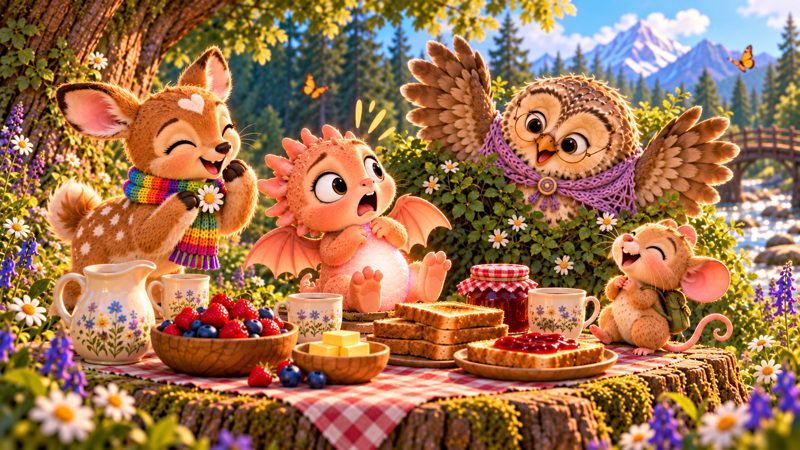 Ember and her friends at a picnic